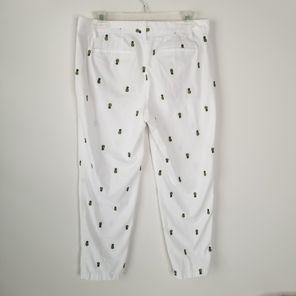Talbots Pineapple Print Girlfriend Chino White Pants Size 8P - Picture 7 of 14